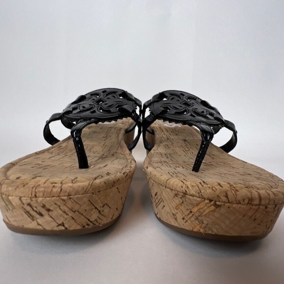 Circus by Sam Edelman Womens Wedge Sandals Size 8 M Black Patent "Rocky" EUC - Picture 3 of 6